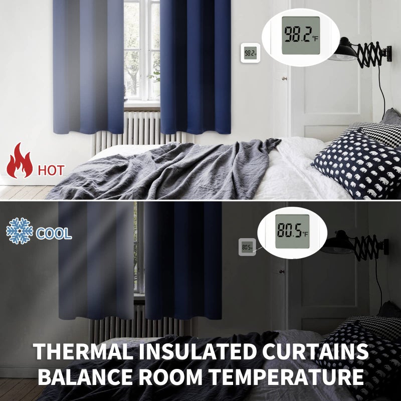 BGment Rod Pocket Blackout Curtains for Bedroom - Thermal Insulated Room Darkening Curtain for Living Room, 52 x 72 Inch, 2 Panels, Navy Blue - Image 3
